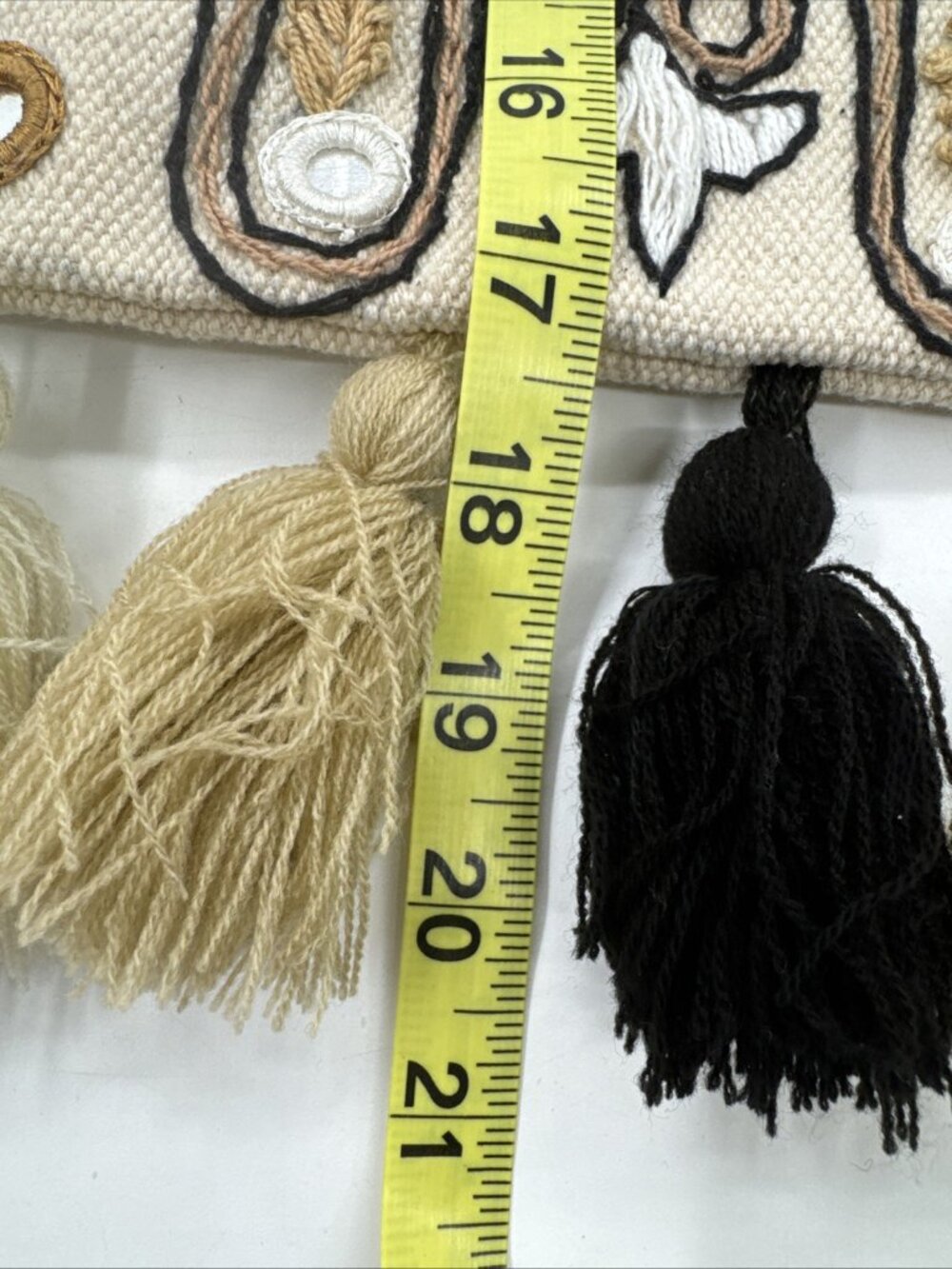 Fabulous MJ Wood Clasp Fringe Banjara Bag Tote Mirror Embroidered Tassel NEW - Picture 16 of 16